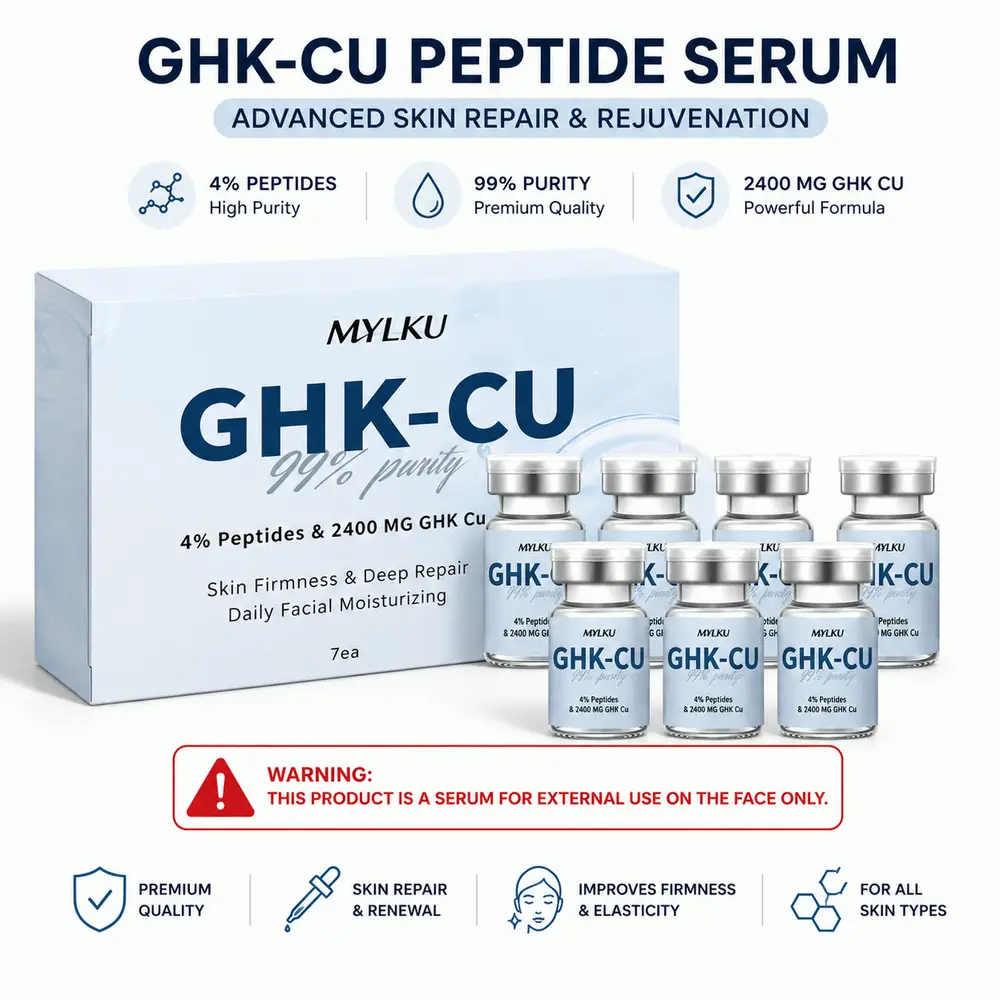 GHK-CU Peptide Serum — 7 vials of 99% purity peptide formula for external facial use